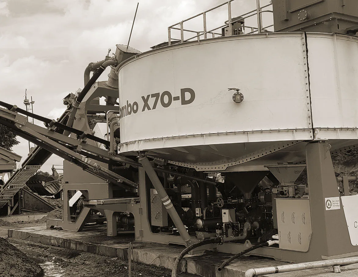 Close-up of the circular tank and chassis of a CFlo Combo X70