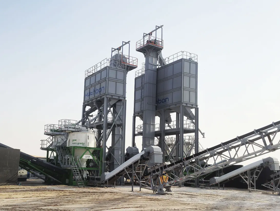 An Aerograder air classifier working at a water-scarce site